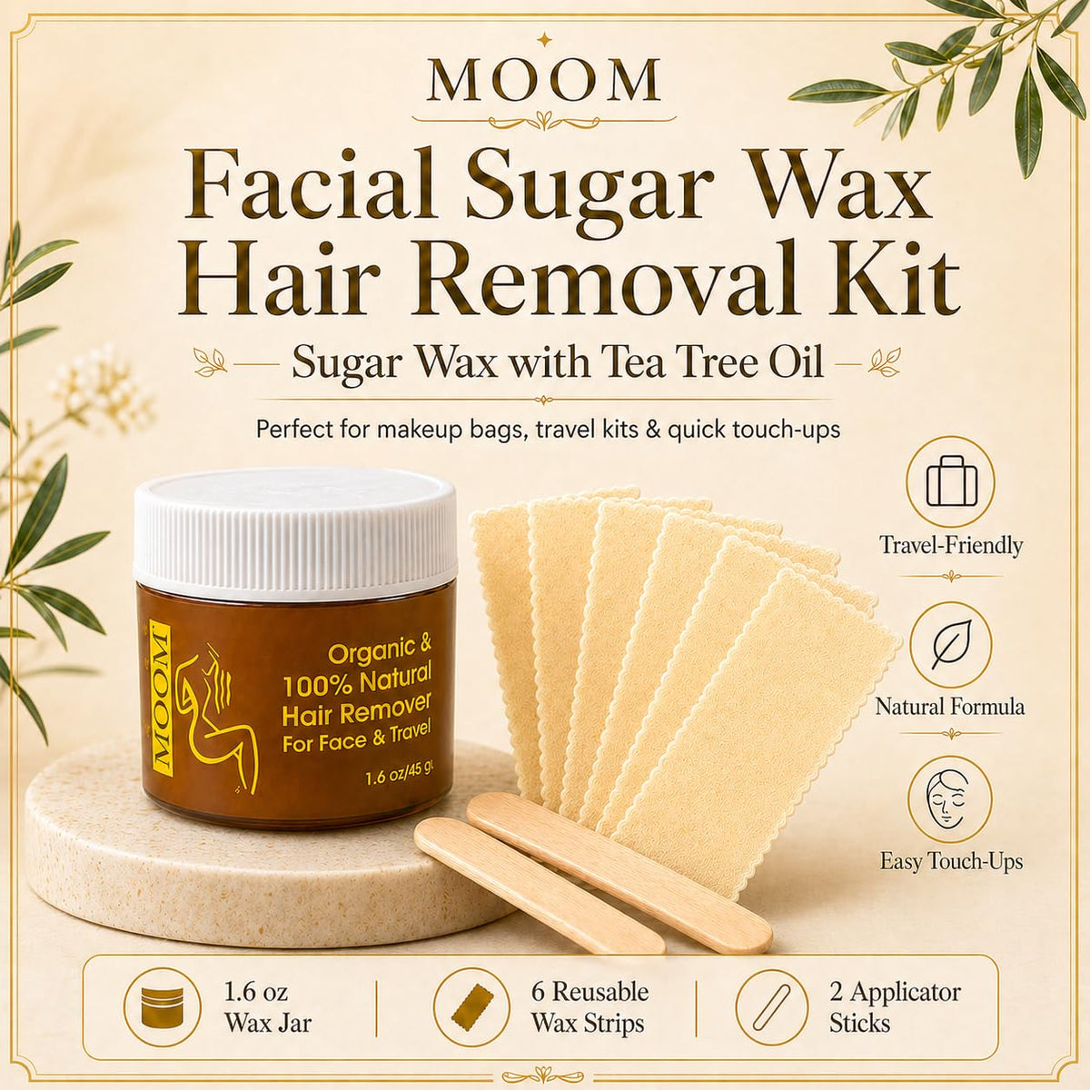 MOOM reusable fabric strips for clean, durable waxing sessions.