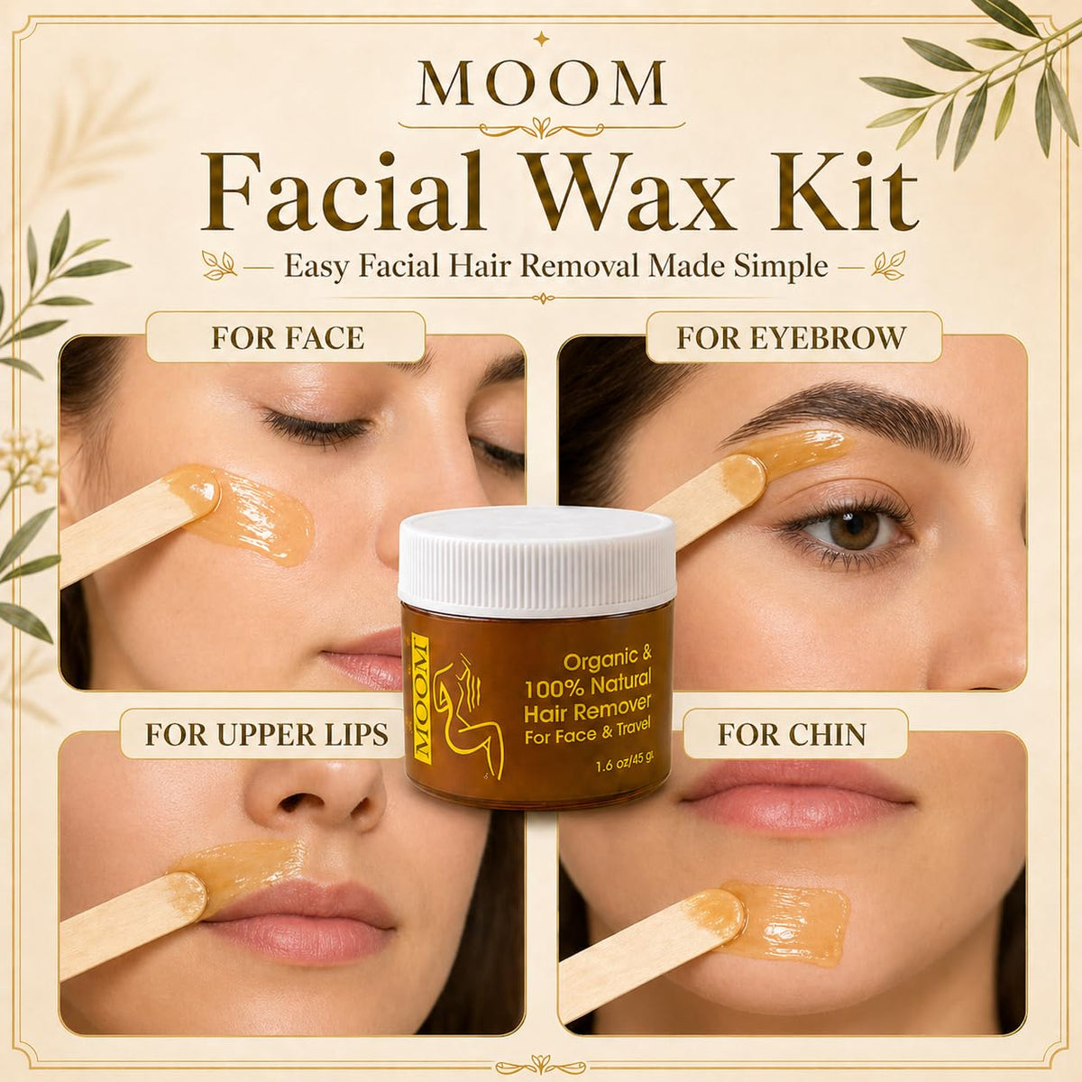 MOOM wax applicator sticks for precise, mess-free hair removal.