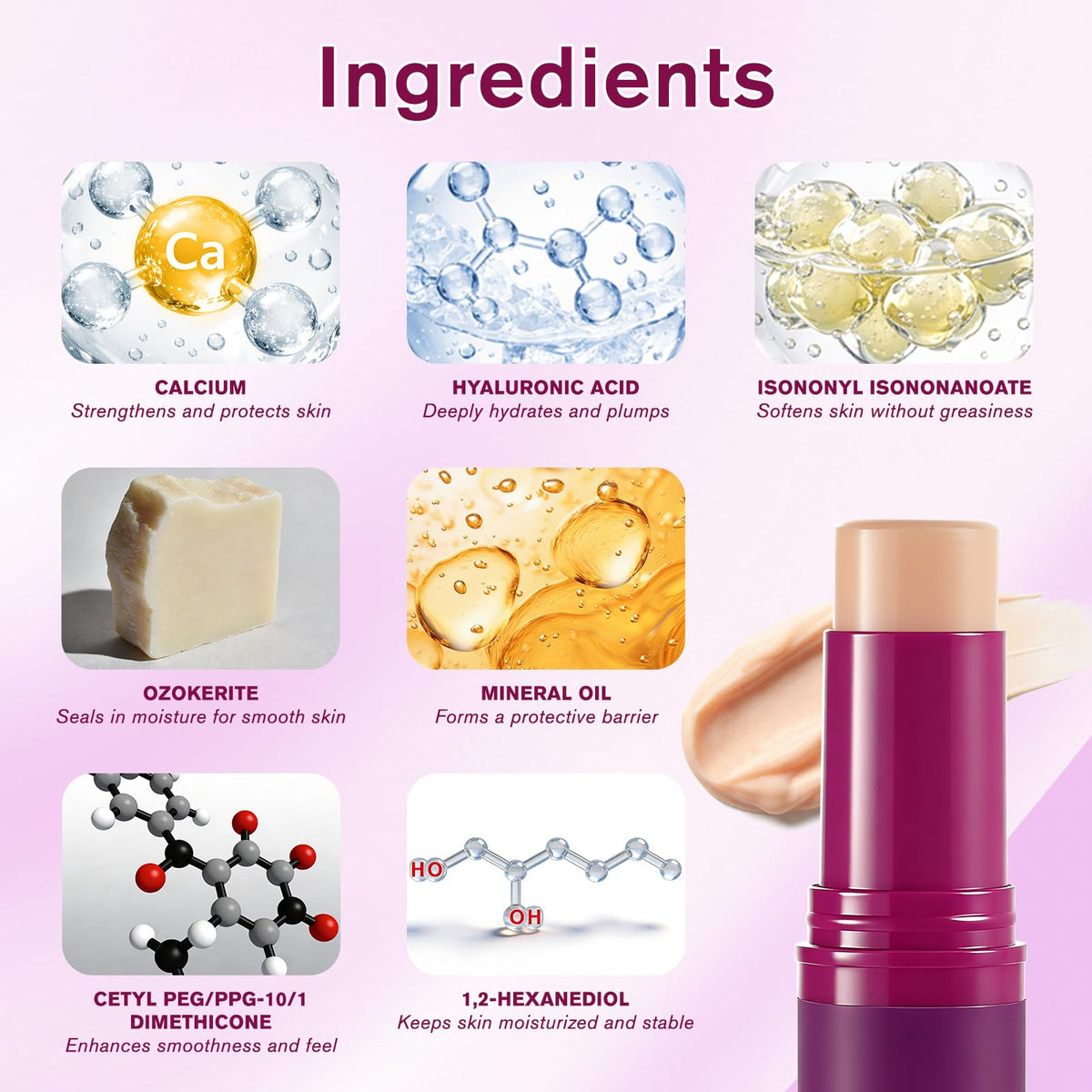 MOOMARTO Calcium Balm Stick twist-up design for mess-free on-the-go application.