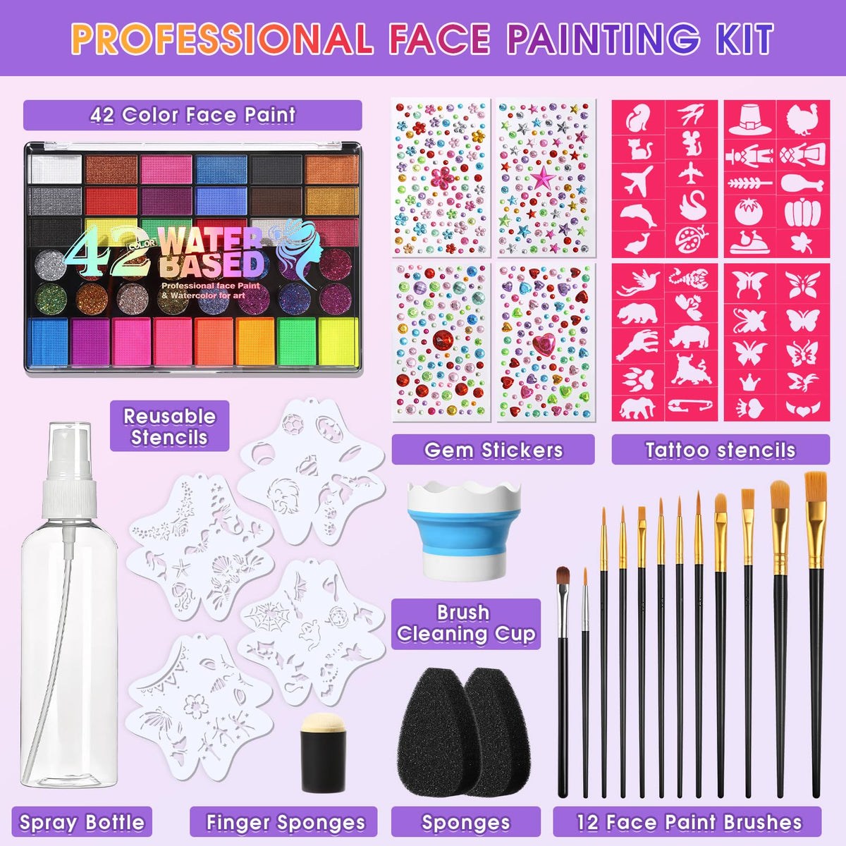 MOOMARTO face paint kit brushes arranged for precise lines and smooth blending