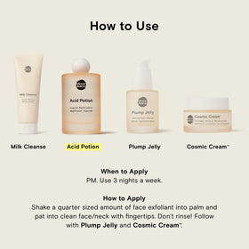 Moon Juice Acid Potion label close-up highlights vegan, cruelty-free skincare