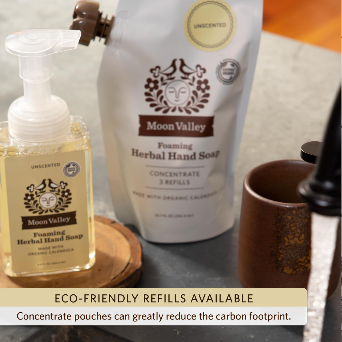 Moon Valley Ingredients List hand soap, natural, organic and vegan formulation for clean ingredients.