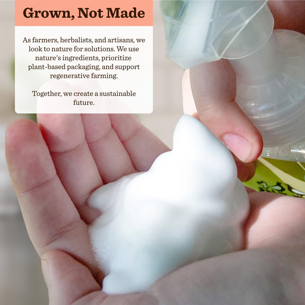 Moon Valley Organics foaming hand soap dispenser with eco-friendly refills.