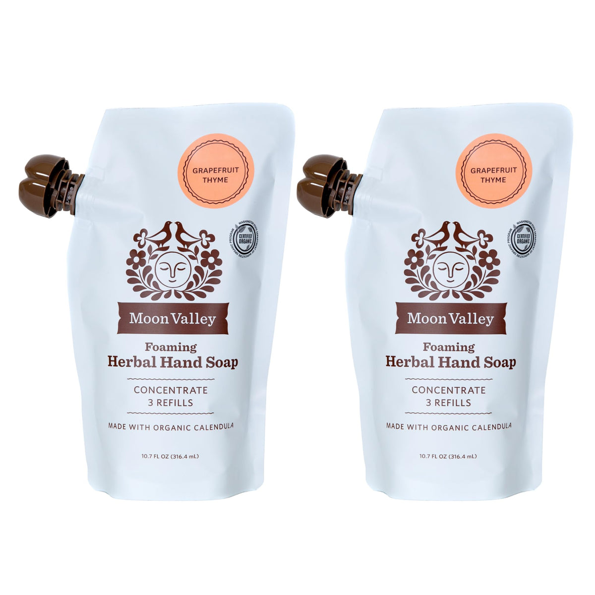Moon Valley Organics foaming hand soap refill two-pack for easy dispenser refills.