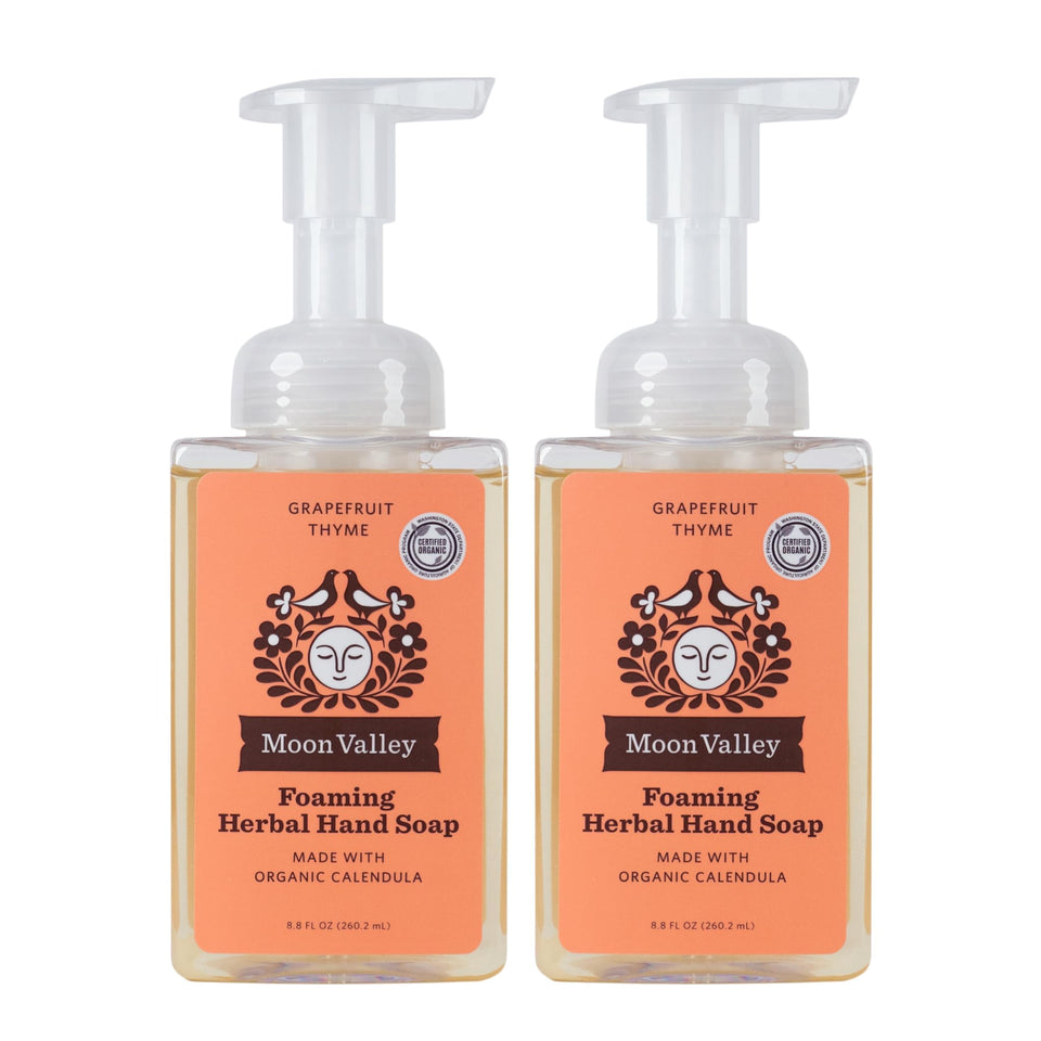 Moon Valley Organics Grapefruit Thyme bottle front view showing refreshing aroma for gentle cleansing.