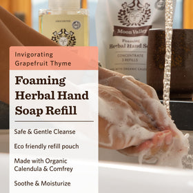 Moon Valley Organics grapefruit thyme scent for refreshing hand washing.