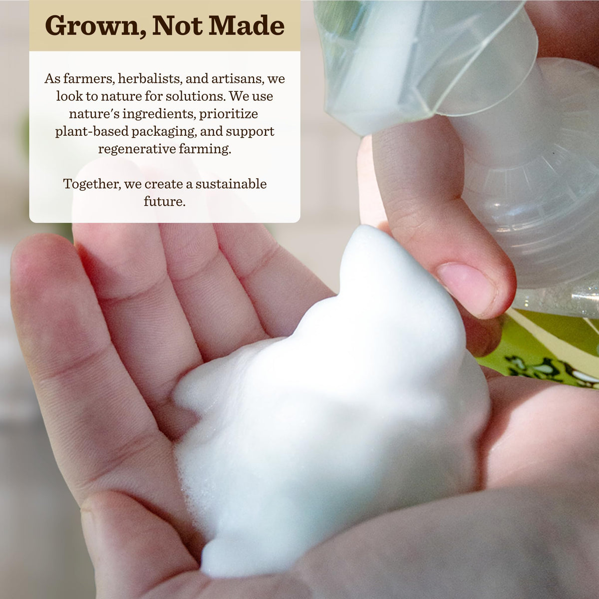 Soft moisturized hands after using Moon Valley unscented foaming hand soap.
