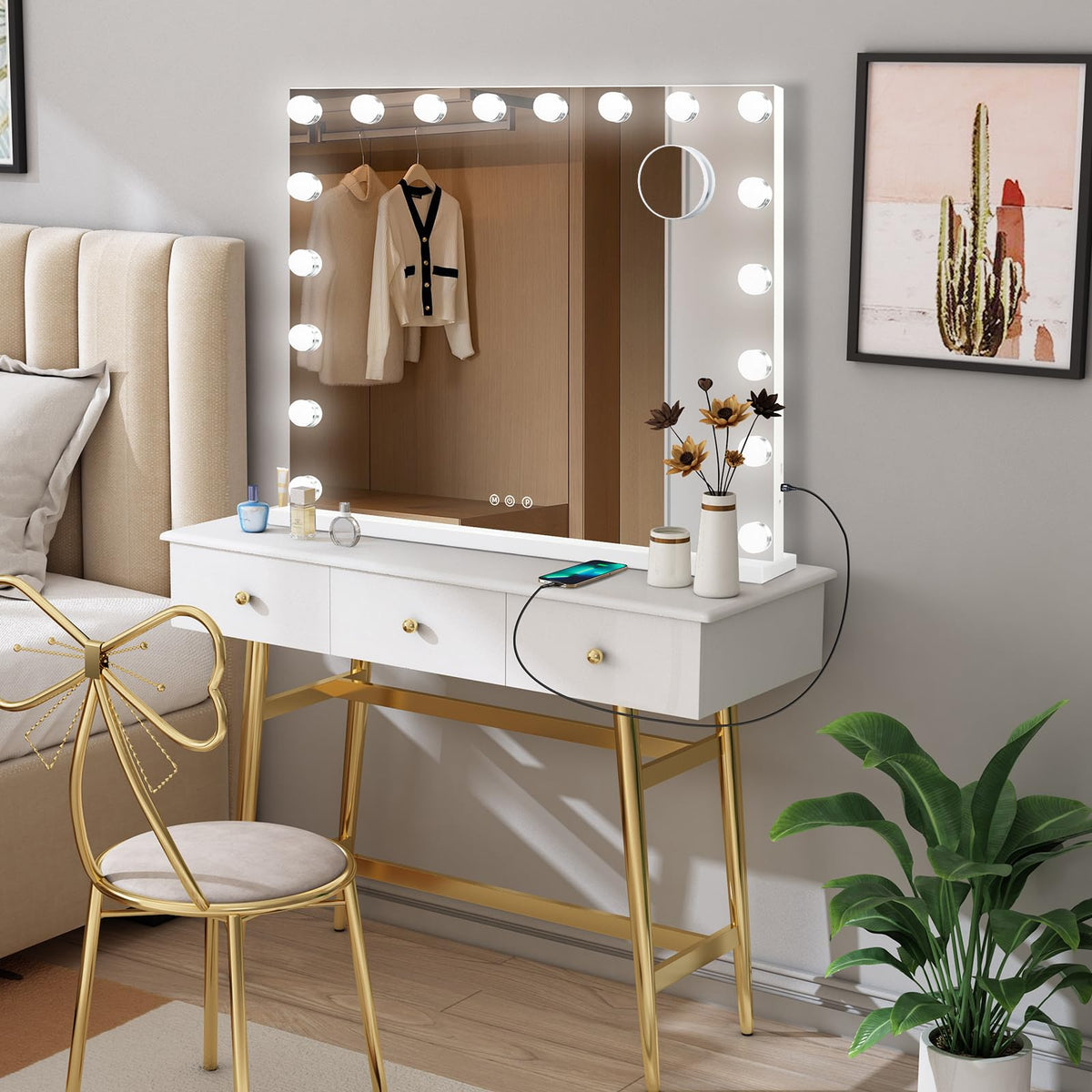 Moonee dorm room vanity mirror elevates space with chic lighting
