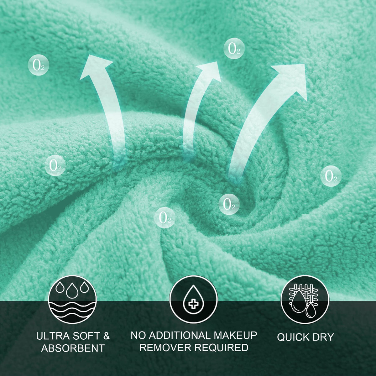 MOONQUEEN aqua green microfiber cloths for gentle skin cleansing routines.