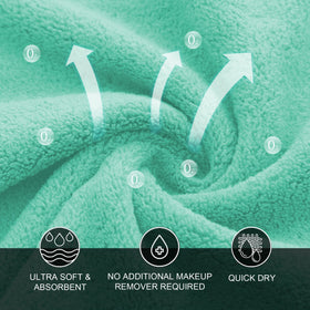 MOONQUEEN aqua green microfiber cloths for gentle skin cleansing routines.