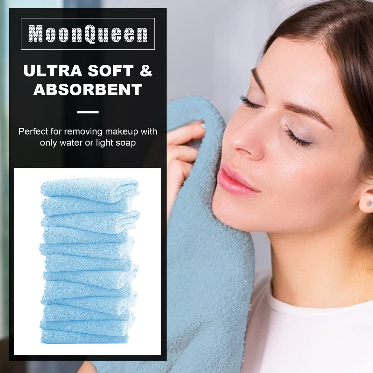 MOONQUEEN fast-drying washcloth ideal for quick travel touch-ups.