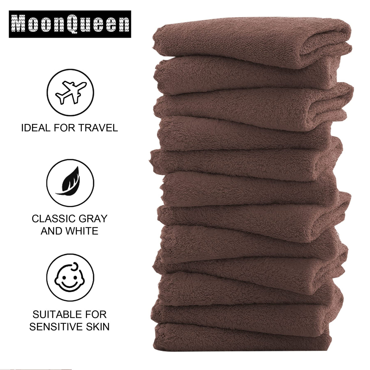 MOONQUEEN travel-friendly facial towels fit cosmetic bags for on-the-go use.