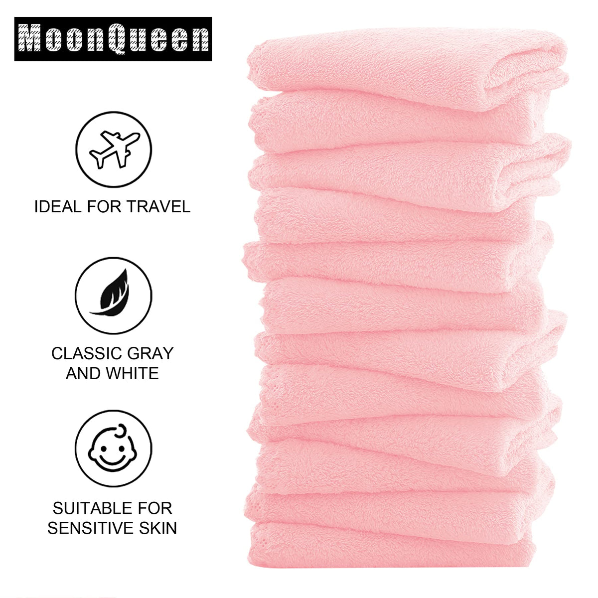 MOONQUEEN travel-friendly washcloths fit cosmetic bag for on-the-go cleansing