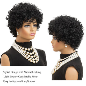 MOONSHOW Afro curly wig with voluminous curls and natural texture.