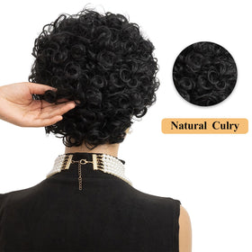 MOONSHOW black curly wig cap featuring elastic straps for security.
