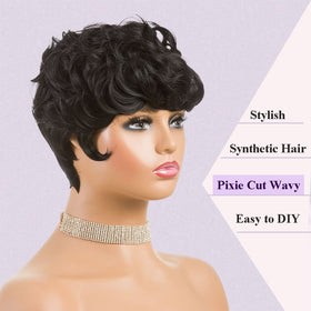 Moonshow black pixie wig with bangs for a bold, easy upgrade