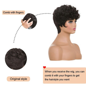 Moonshow brown pixie cut wig packaging included for easy unboxing.