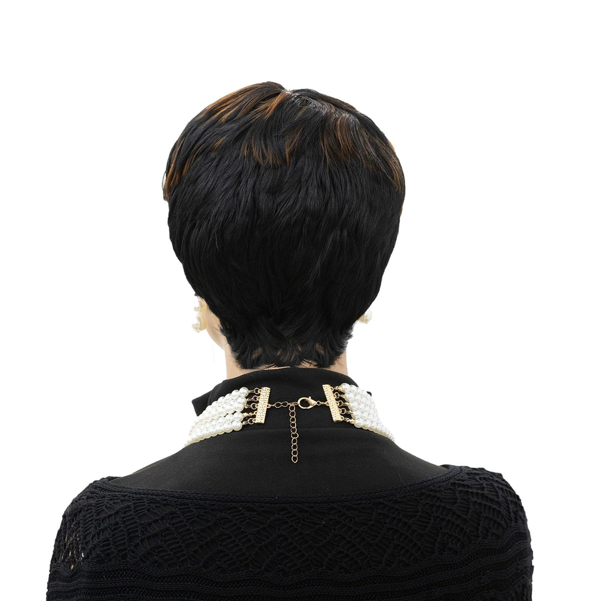 MOONSHOW brown pixie wig adjustable-cap ensures comfortable all-day wear