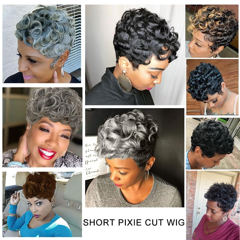 MOONSHOW Grey Wig includes wig cap and razor comb for easy setup