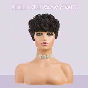 Moonshow pixie cut wig with soft waves adds movement and texture