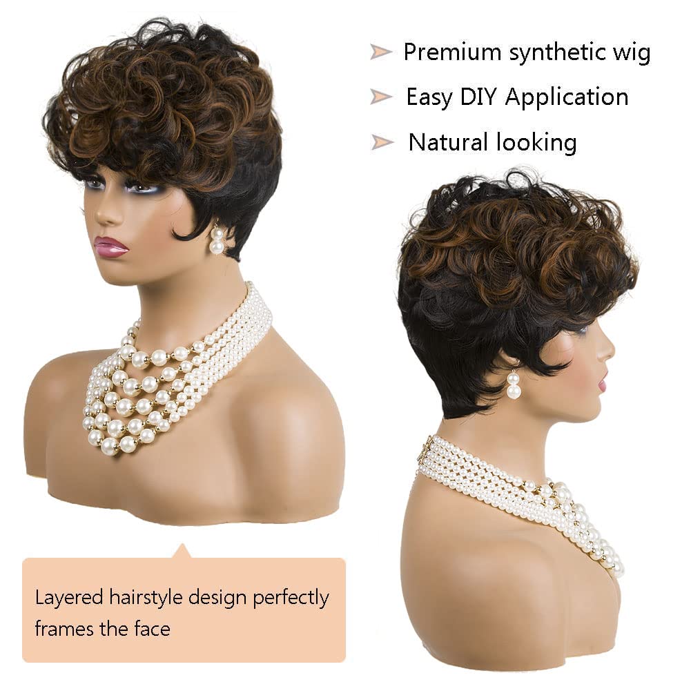 Moonshow pixie wig front view highlighting bangs and shape.