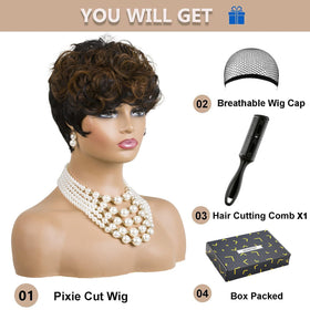 Moonshow synthetic wig in black brown ombre offers effortless color blend.