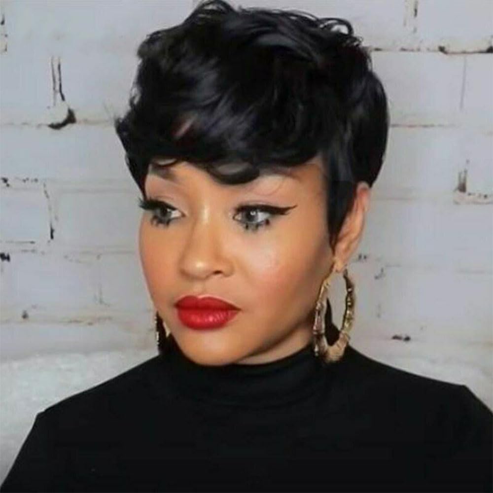Moonshow short curly wig with bangs offers versatile styling for day and night