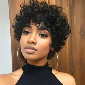 MOONSHOW short curly wig pixie cut for daily wear and natural look.