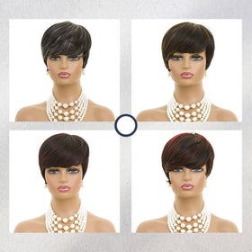 MOONSHOW short grey pixie wig includes front and back combs for security.