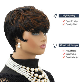 MOONSHOW short wig brown pixie back view reveals natural density and flow