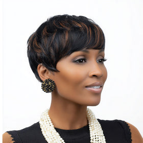 MOONSHOW synthetic fiber pixie wig texture detail highlights easy care