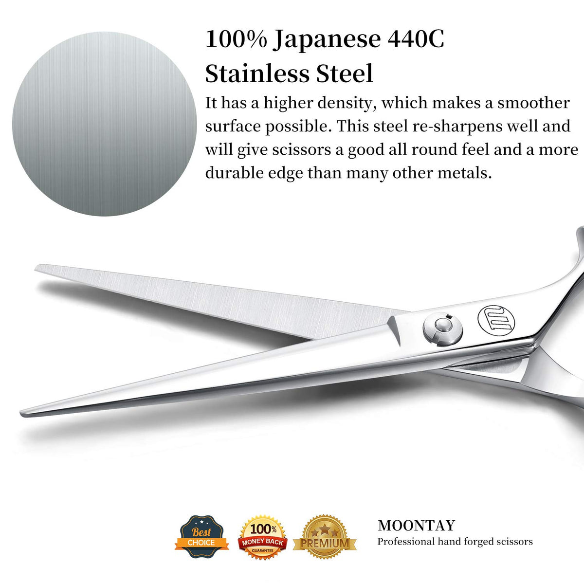 Moontay convex-edge 6-inch shears deliver smooth, precise cuts.