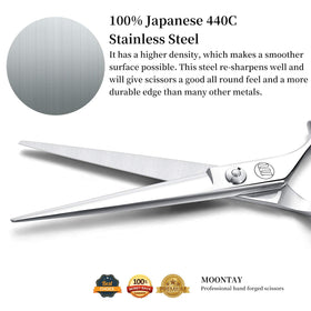 Moontay convex-edge 6-inch shears deliver smooth, precise cuts.