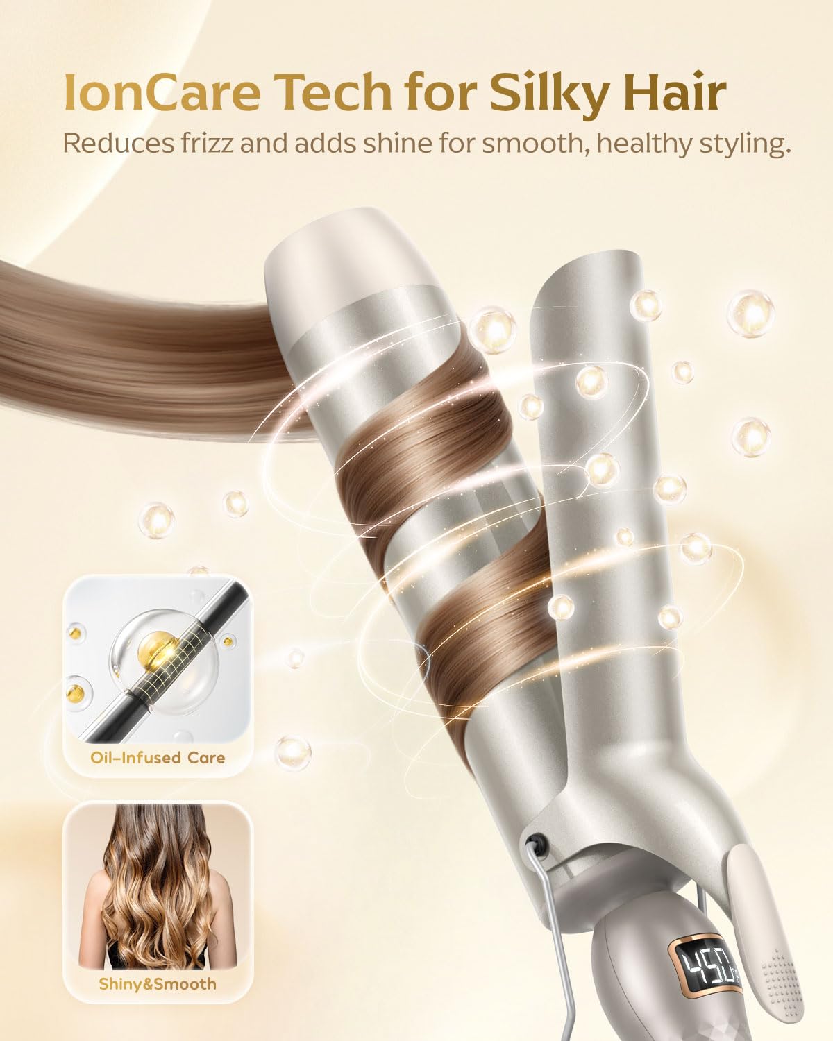 Mooqlizz curling iron dual voltage enables travel worldwide.