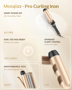 Mooqlizz curling iron safety features include temperature beep and button lock during use