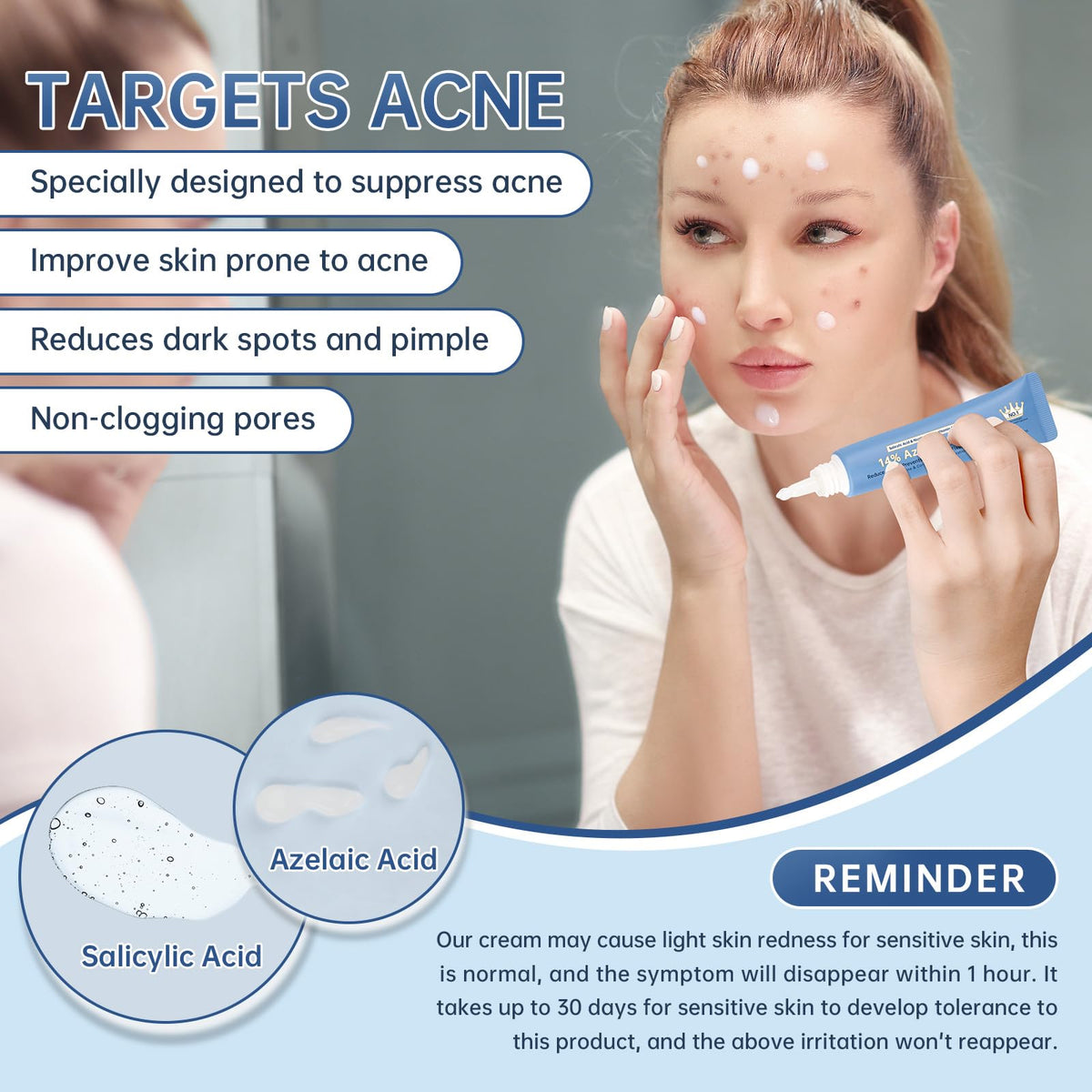 Mopayzer Azelaic Acid 14% cream label front conveys premium skincare