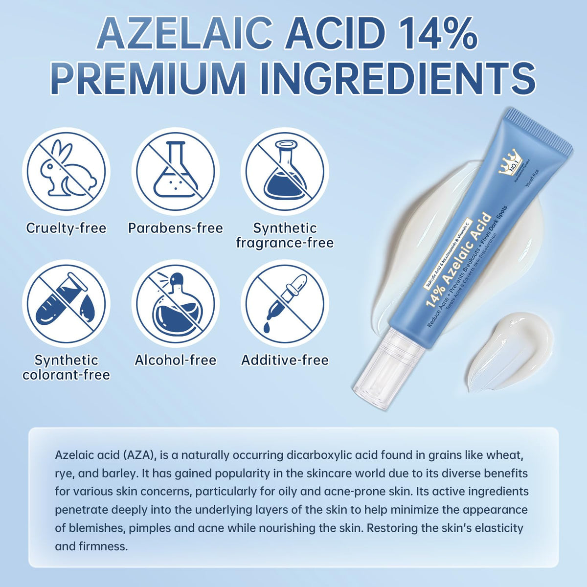 Mopayzer Azelaic Acid 14% cream texture balancing sebum on skin