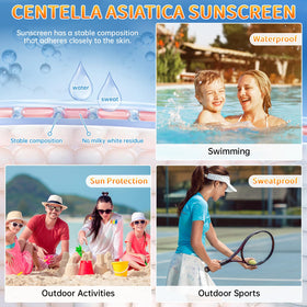 Mopayzer Centella Sunscreen SPF 50 applied on the face for even coverage