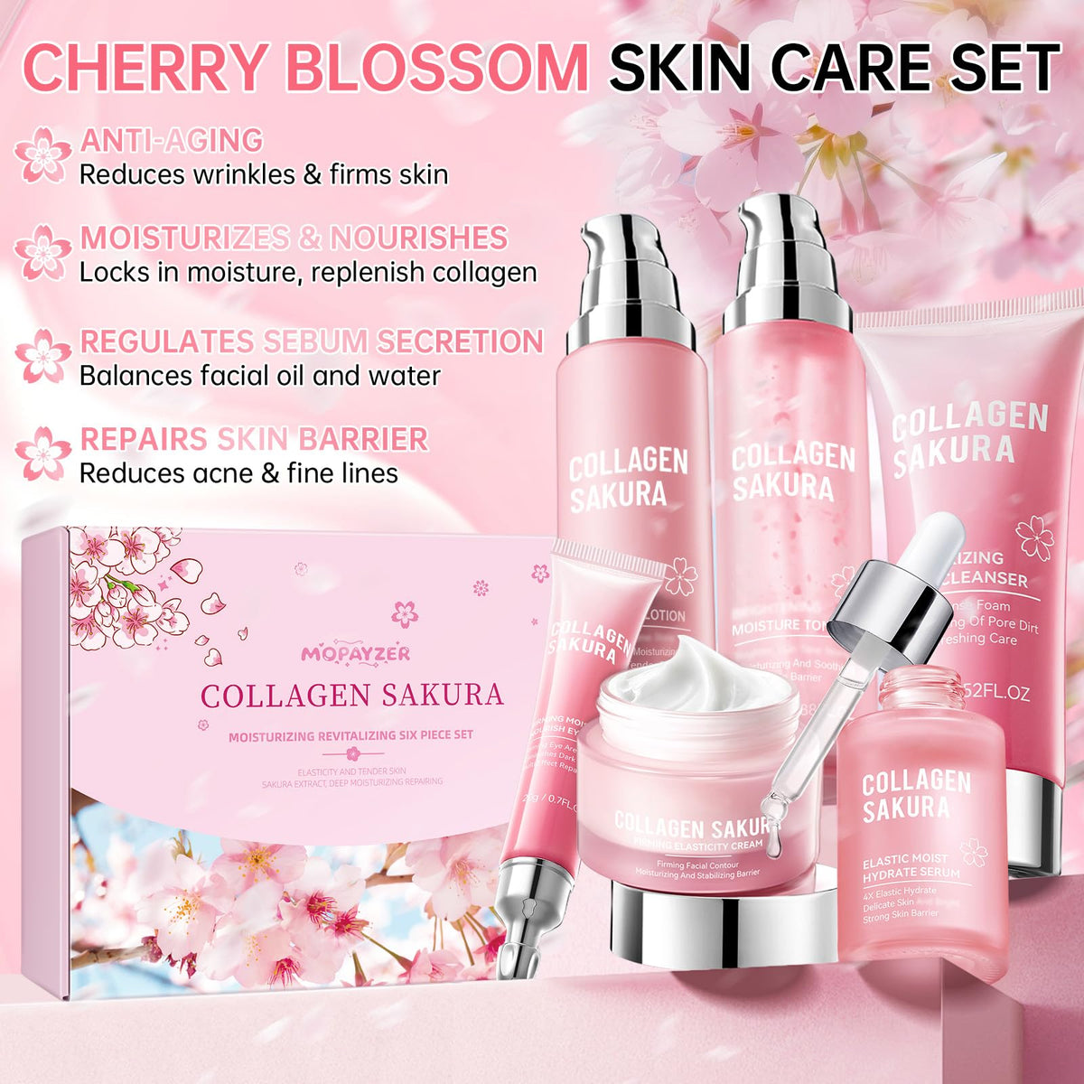 Mopayzer Collagen Sakura cleanser bottle ready for a fresh, clean start to your day.