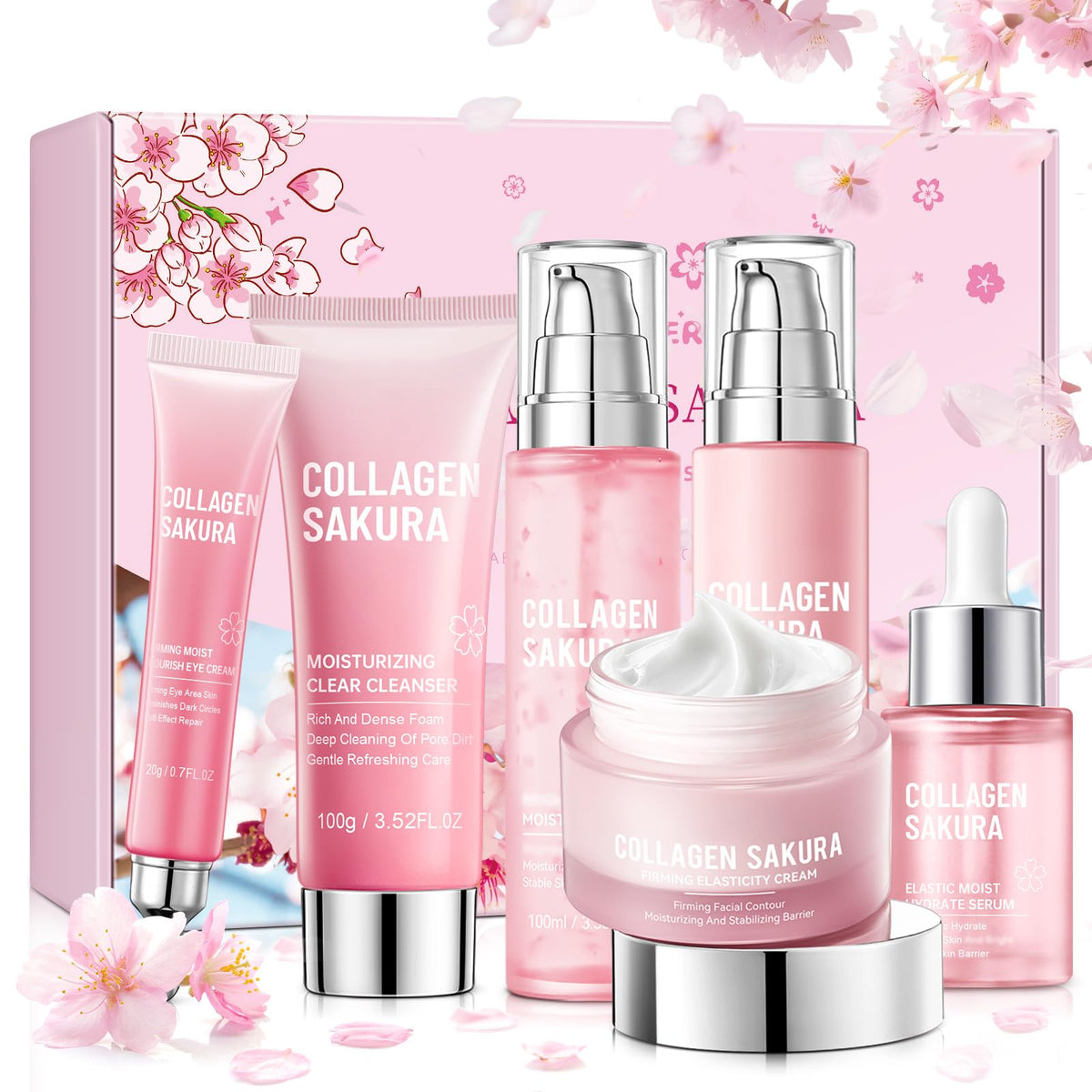 Mopayzer Collagen Sakura gift set packaging box showcases cherry blossoms for premium gifting.
