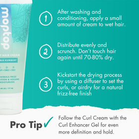 MopTop Curl Cream on model displays defined, bouncy curls across textures