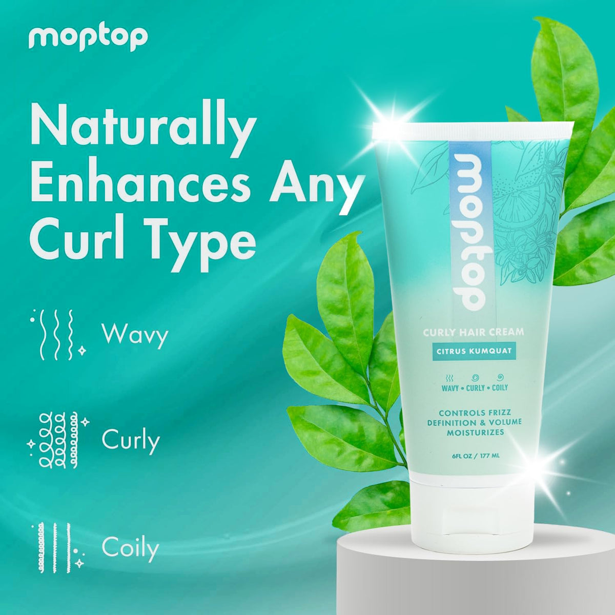 MopTop Curl Cream being scrunched or diffused for natural texture