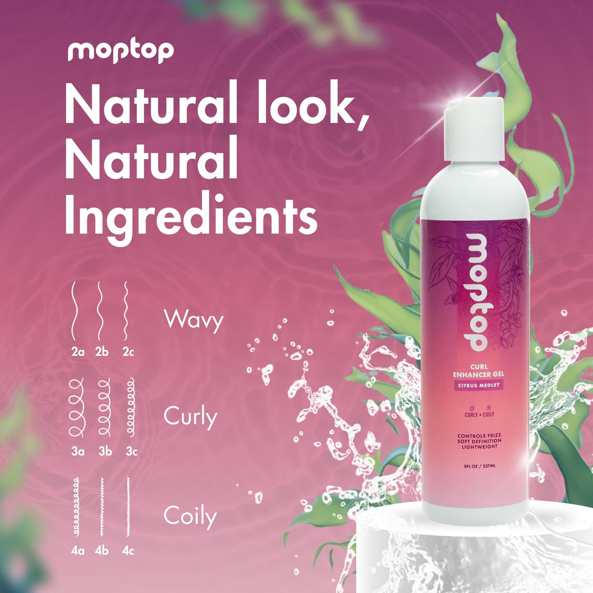 Close-up of MopTop gel texture showing shine and smoothness on curls