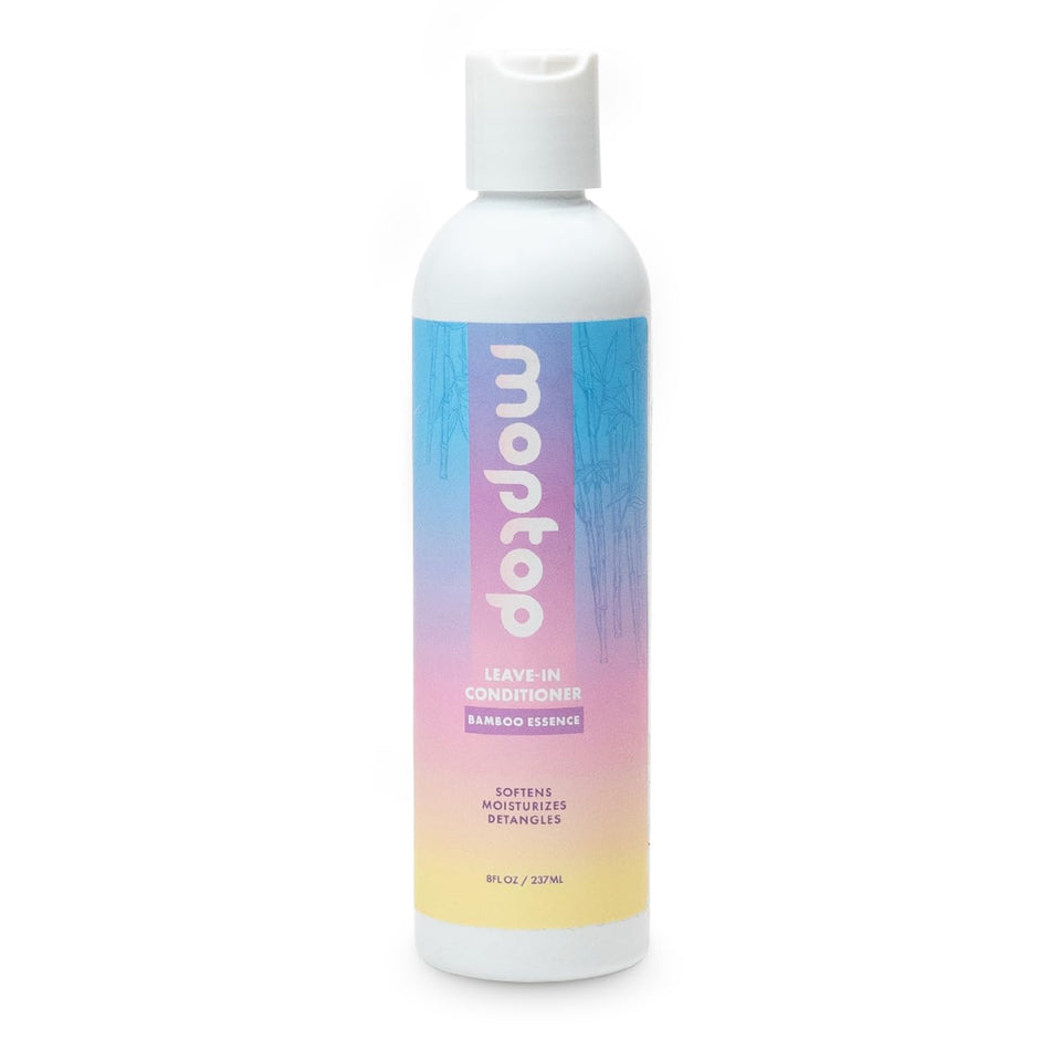 MopTop Leave-In Conditioner bottle front view, frizz control for curls.