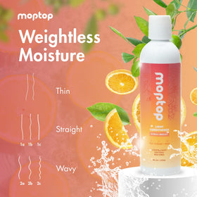 Applying MopTop Light Conditioner to wet hair for frizz control