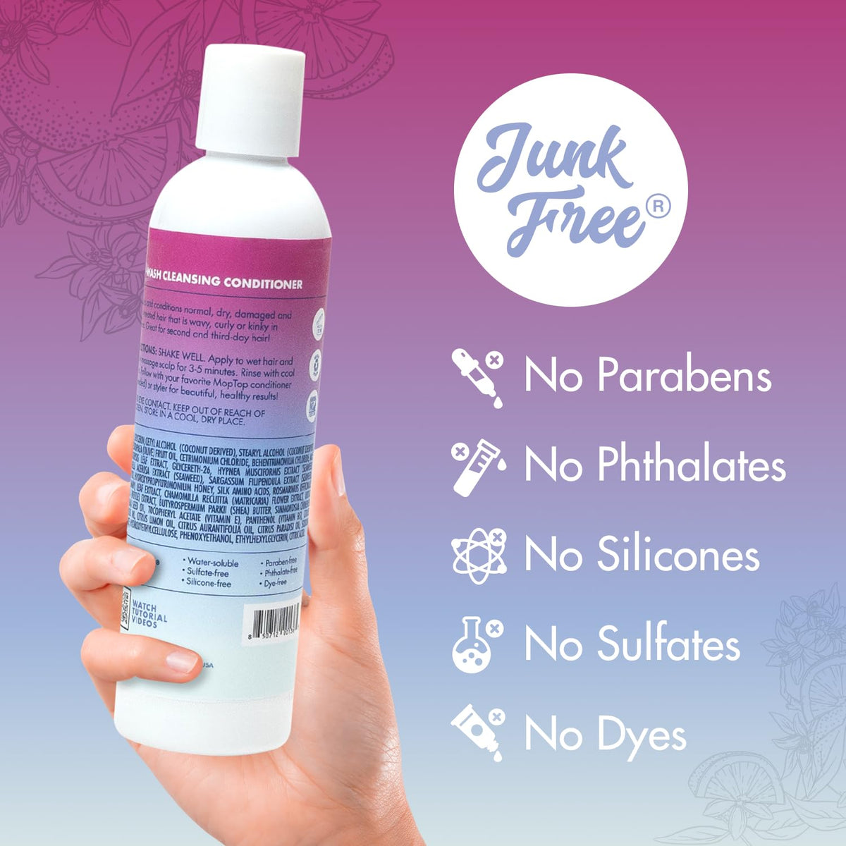 Eco-friendly packaging highlights recycled materials for responsible hair care.