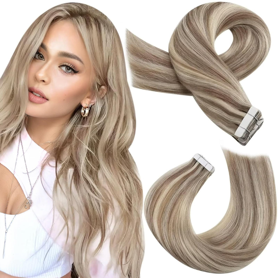 Moresoo Blonde Tape-in Extensions packaging showing 20 pieces for easy fullness