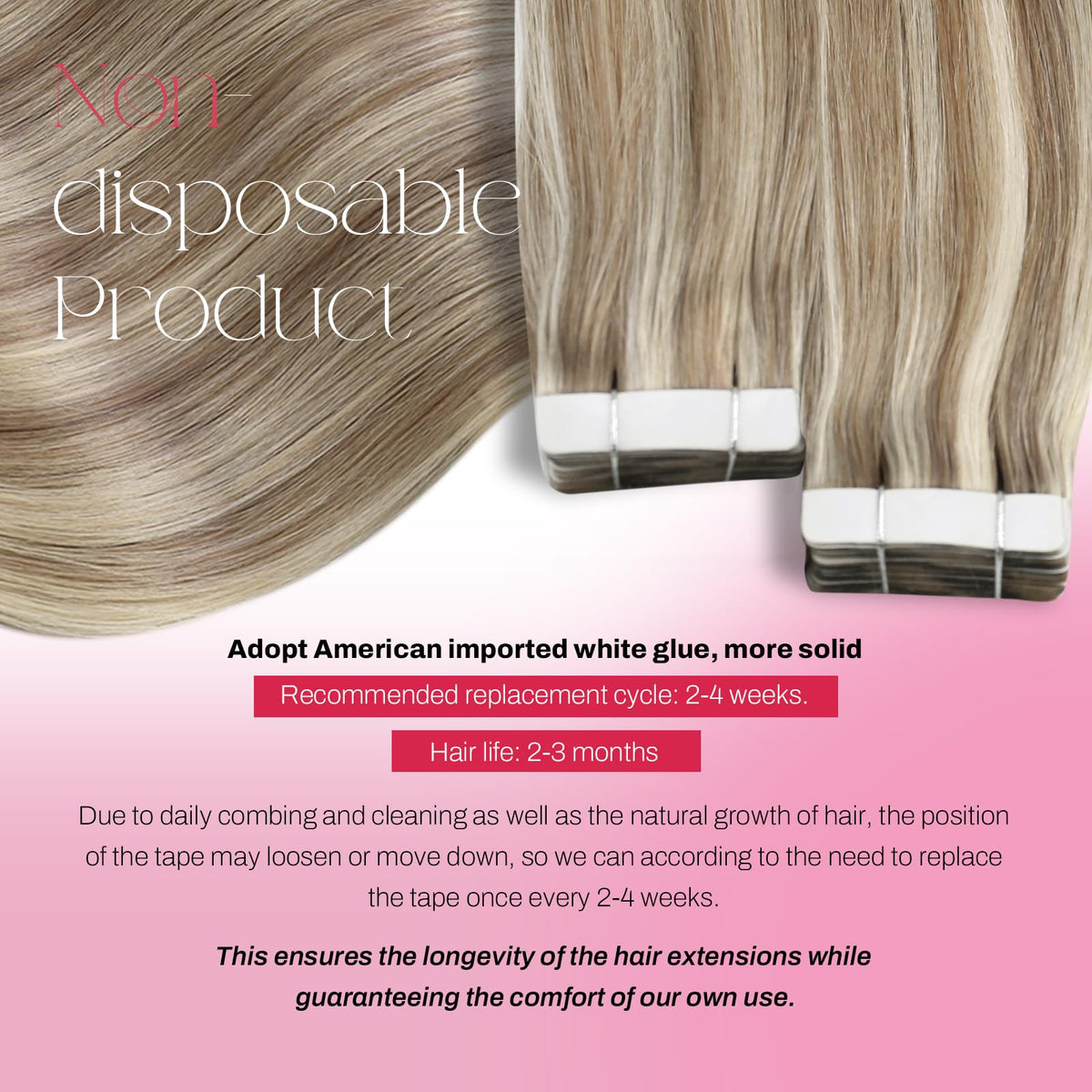 Moresoo Blonde Tape-in Extensions skin weft flat lay for discreet blend