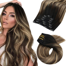 Moresoo clip-in extensions balayage ombre 18-inch full head blend naturally
