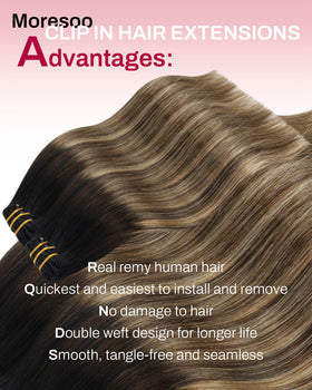 Moresoo double-weft extensions close-up highlights enhanced fullness and smooth blend